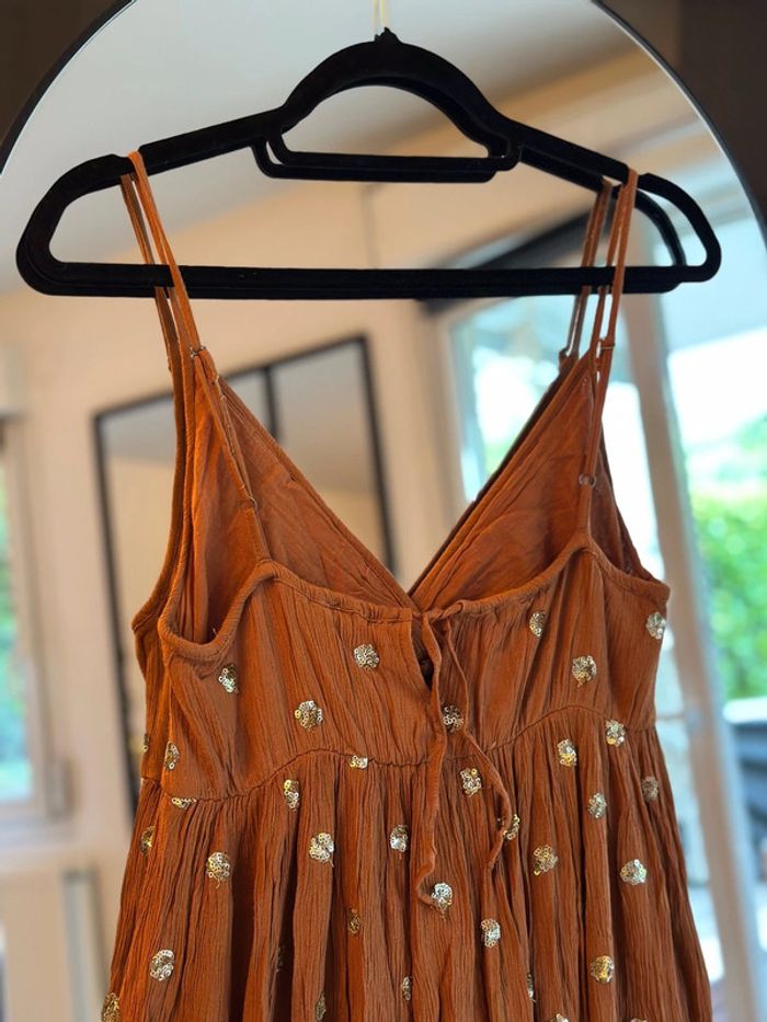 Robe longue camel à sequins dorés Goa – T.S/M - photo numéro 4