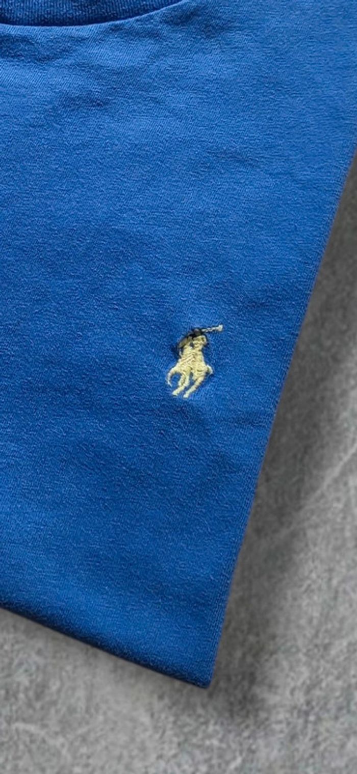 T-shirt Ralph Lauren authentique bleu logo brodé jaune - L - photo numéro 2