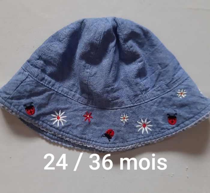 Chapeau / bob en jean fille - coccinelles - Vertbaudet  - 24/36 mois