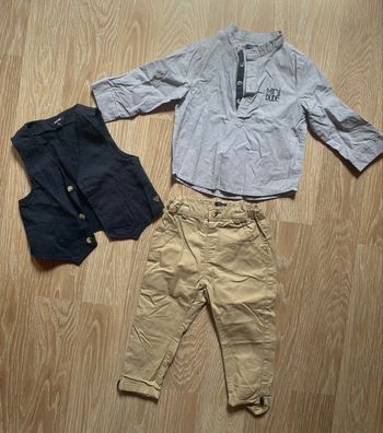 Ensemble cérémonie garçon Kiabi 👔 18 mois – Chemise, gilet & chino – Look chic