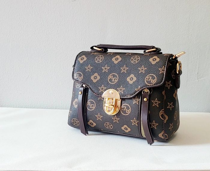 Sac à main marron imprimé doré – Élégant et tendance avec bandoulière - photo numéro 3