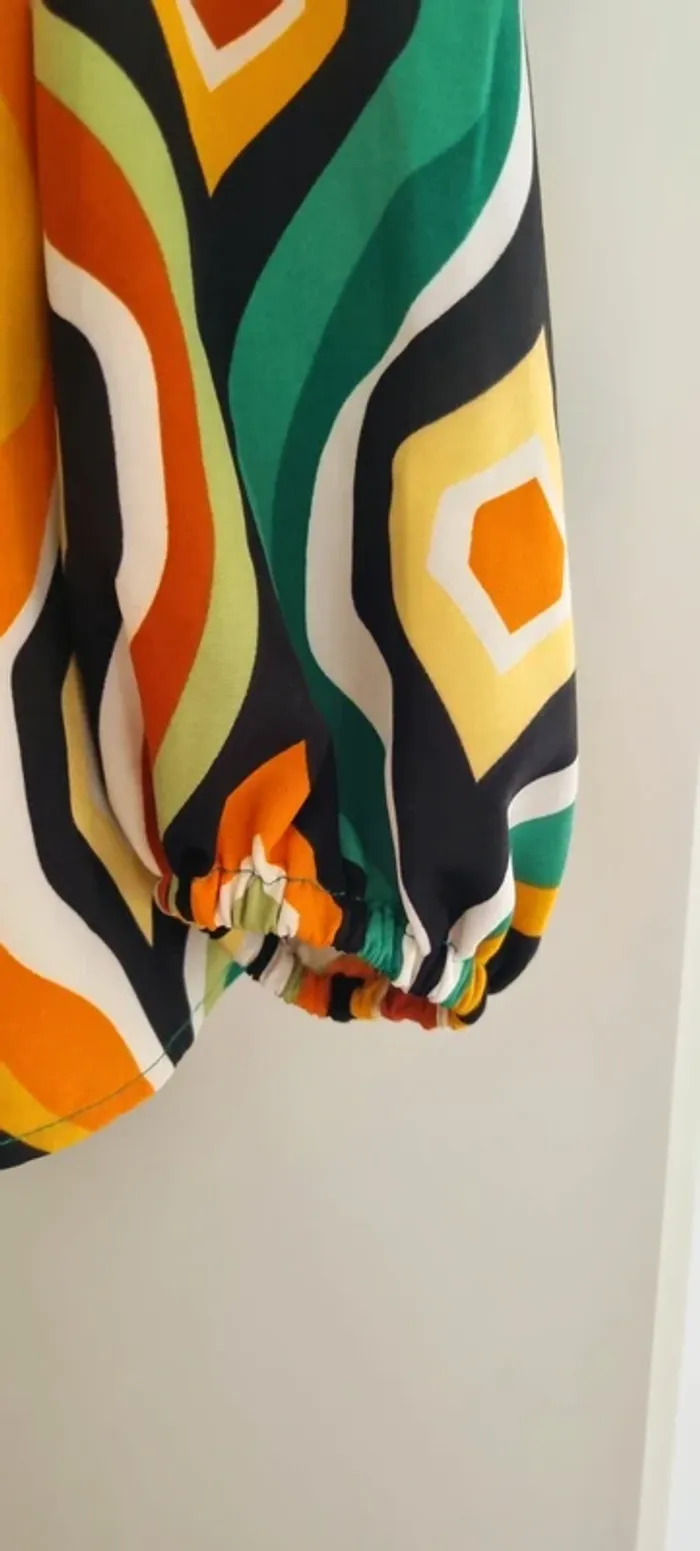 Blouse imprimée graphique neuve avec étiquette 38 vert Ysha - photo numéro 6