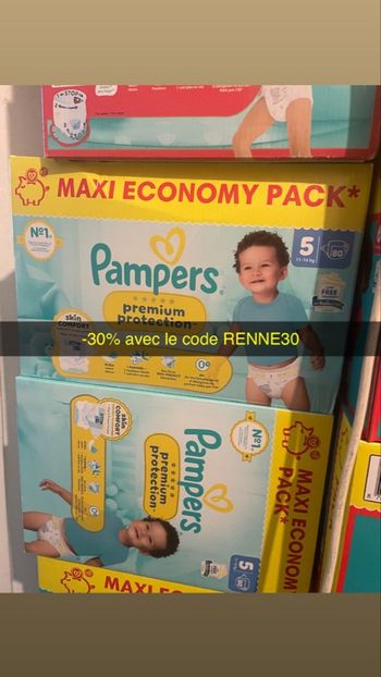 Deux cartons de couches Pampers taille 5