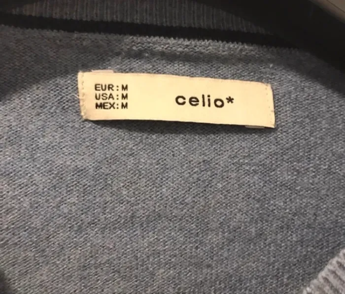 Pull celio col v manche longue bleu taille M - photo numéro 3