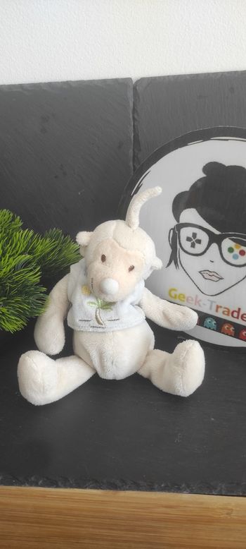 Doudou peluche jolybaby jolly baby beige bleu t-shirt petit