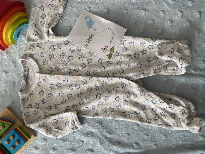pyjama grenouillère en velours blanc motifs éléphants ouverture devant 6 mois chocolatine - photo numéro 3