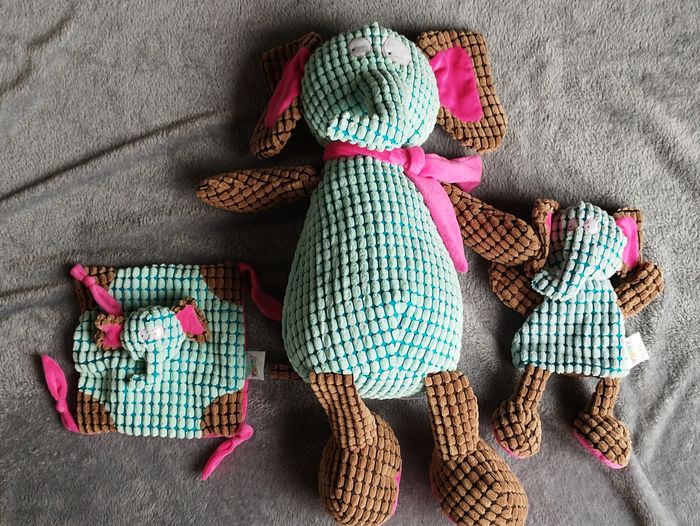 Ensemble doudou peluche elephant - photo numéro 2
