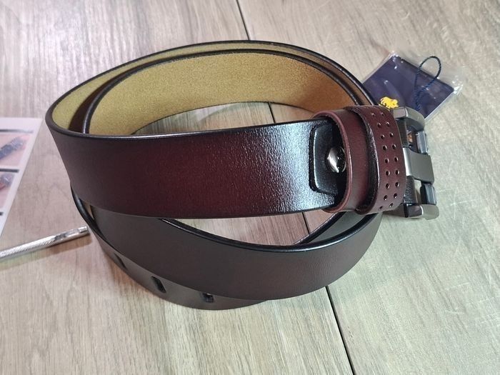 Ceinture Bison cuir véritable couleur café - photo numéro 2