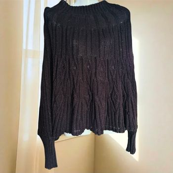 Superbe poncho mailles ajourées à manches