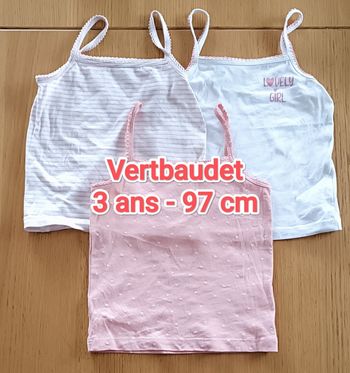 LOT : 3 débardeurs Vertbaudet 3 ans 97 cm fille