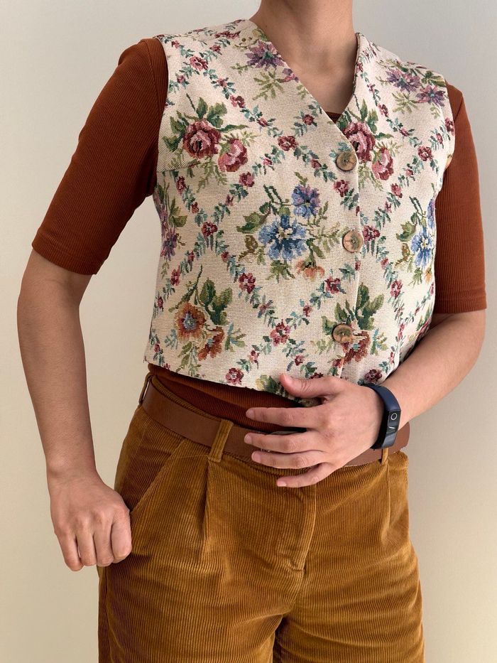 Gilet en jacquard fleuri - photo numéro 6