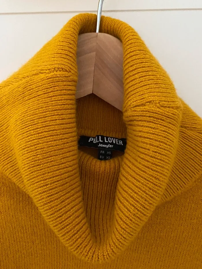 pull col roulé jaune moutarde XS - photo numéro 2