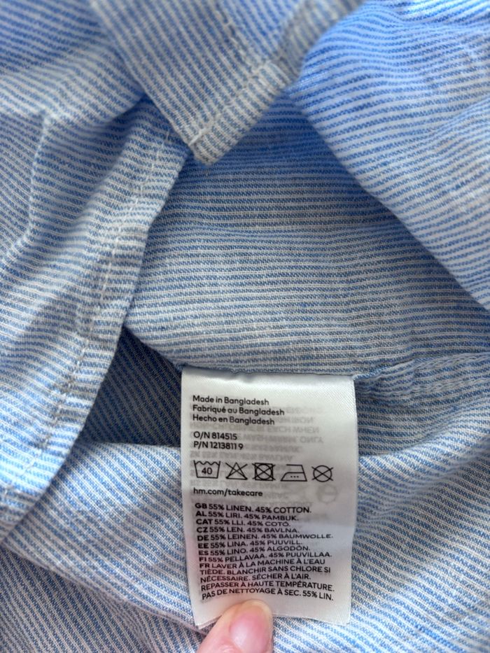 Chemisette bleue rayé manches courtes garçon taille 8 ans H&M - photo numéro 4