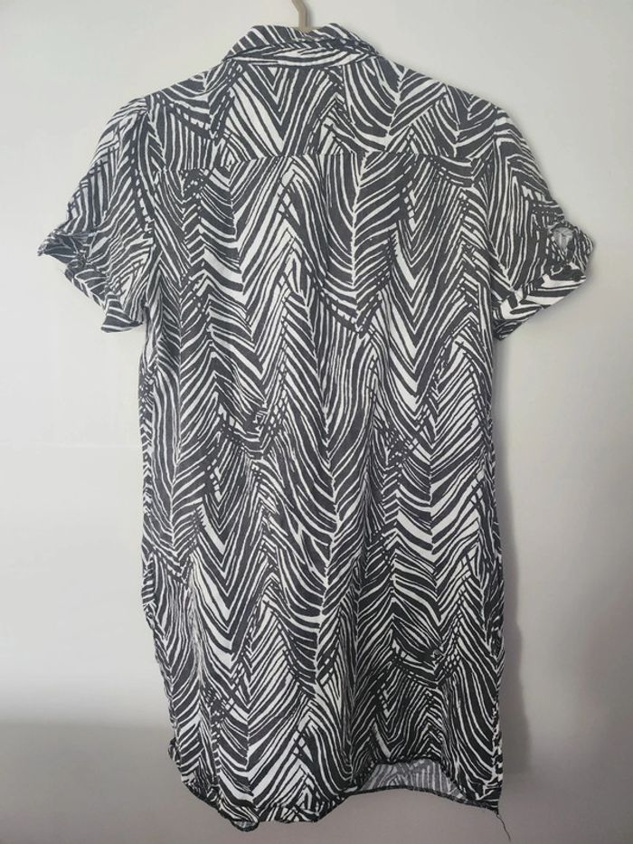 Robe tunique blouse longue Zara taille L motifs zèbre noir et blanc - photo numéro 2