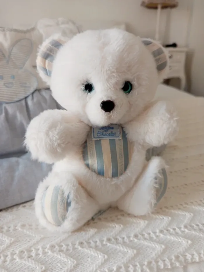 Ourson vintage blanc rayé bleu Tartine et Chocolat + gigoteuse look rétro 🐰 6/12 mois - photo numéro 8