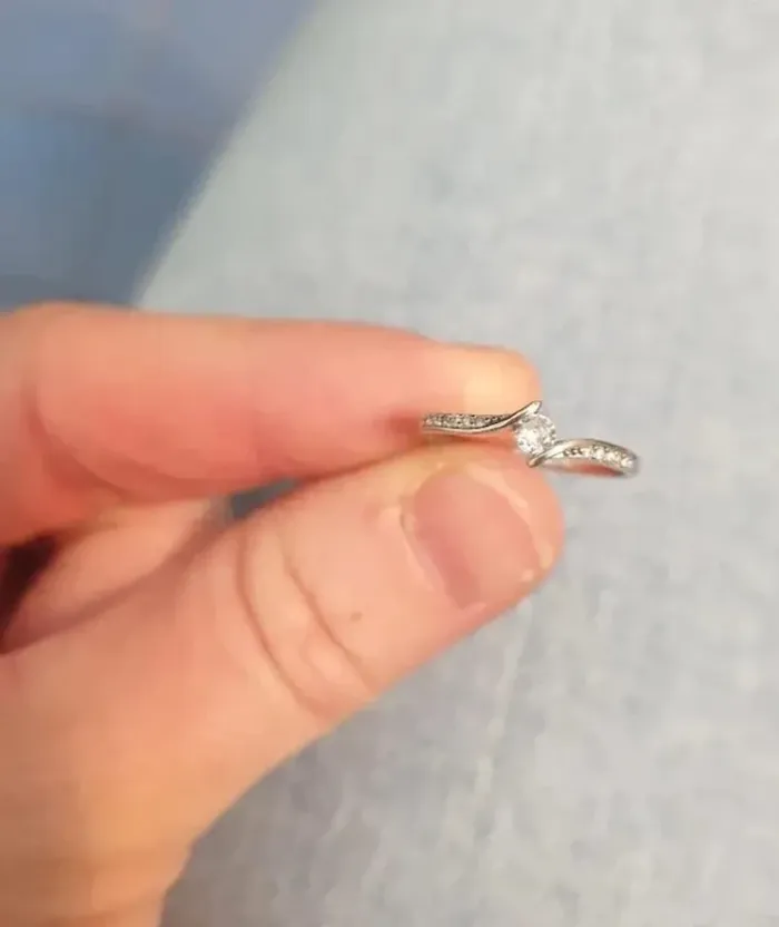 Bague fine, argent 925, avec zirconium et strass, taille 52 - photo numéro 2