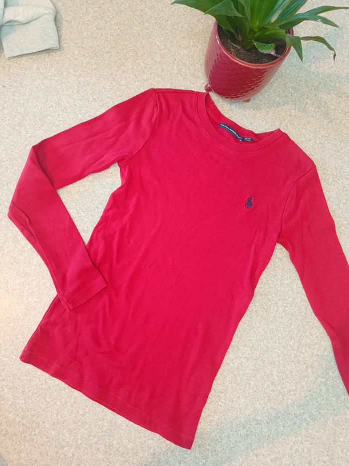 Tee shirt manches longues Ralph Lauren femme rouge - photo numéro 2