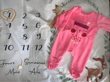 Pyjama velours bébé fille 1 mois Sucre d’Orge