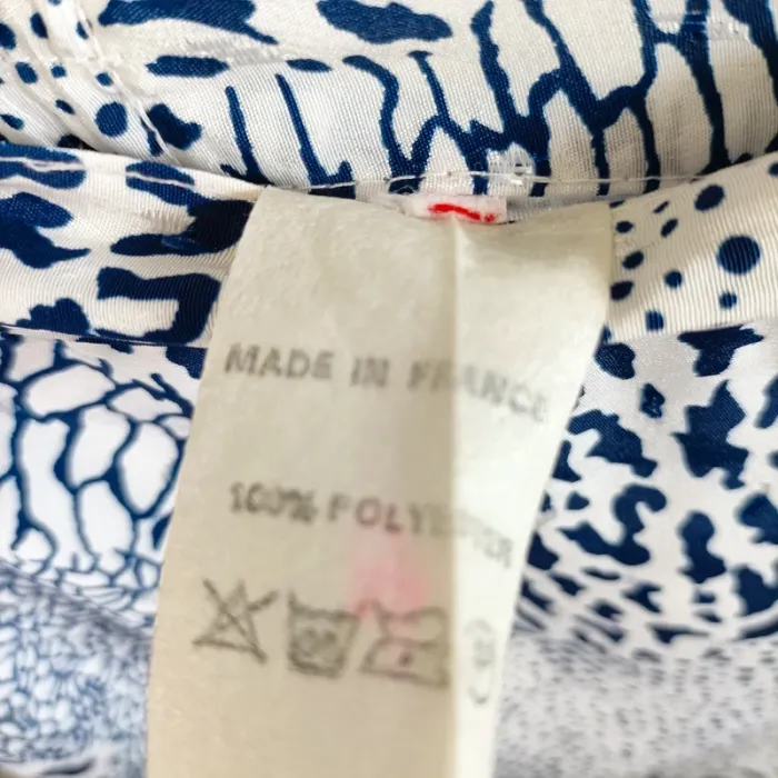 Jupe droite mi-longue imprimé bleu blanc abstrait made in France taille S A1392 - photo numéro 5