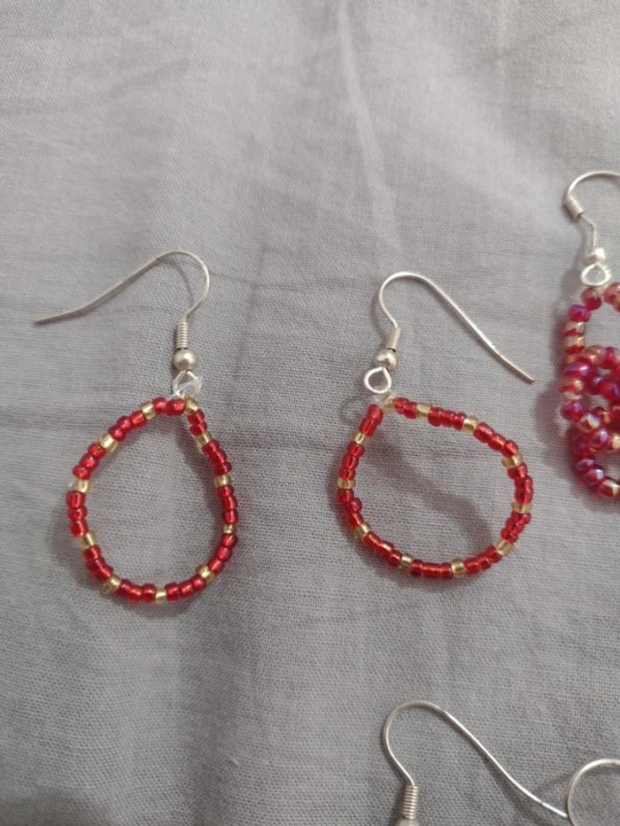 Lot de 3 paires de boucles d'oreilles fait main - photo numéro 3