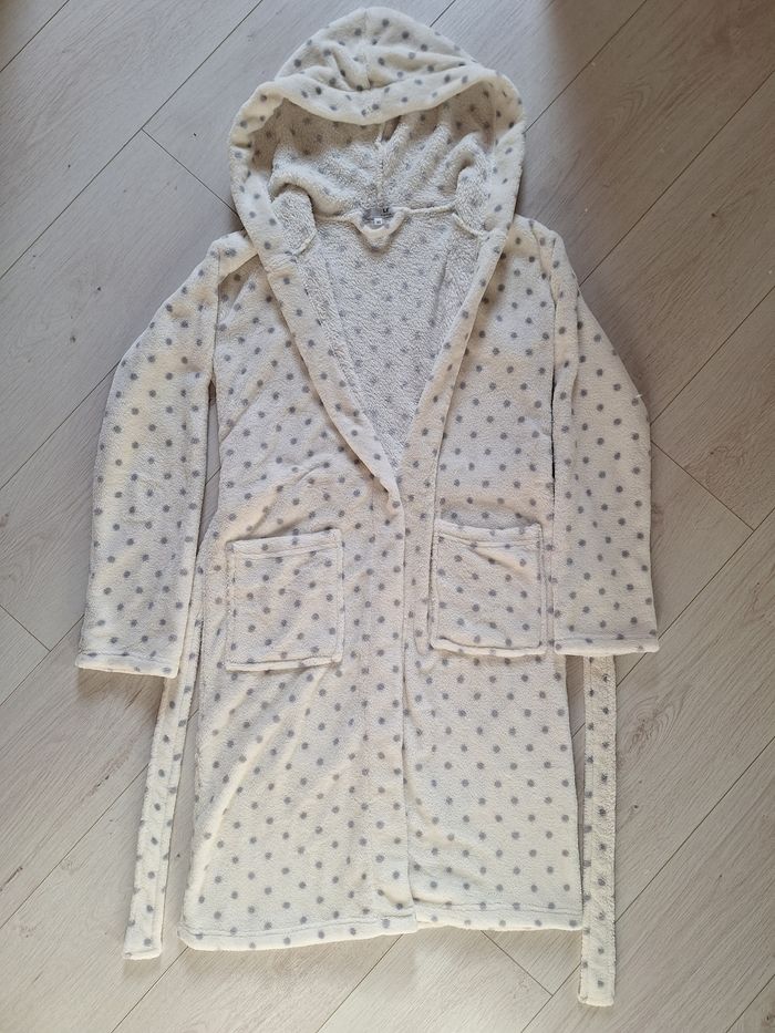 Peignoir blanc à pois gris La Halle - photo numéro 3