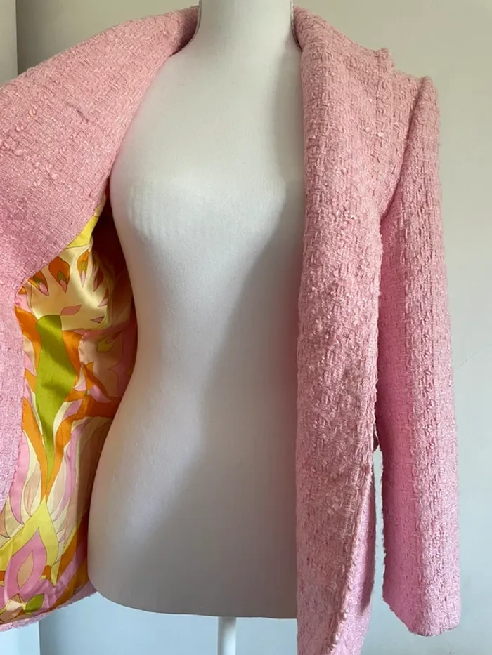 Veste blazer Zara texturé rose taille S - photo numéro 9