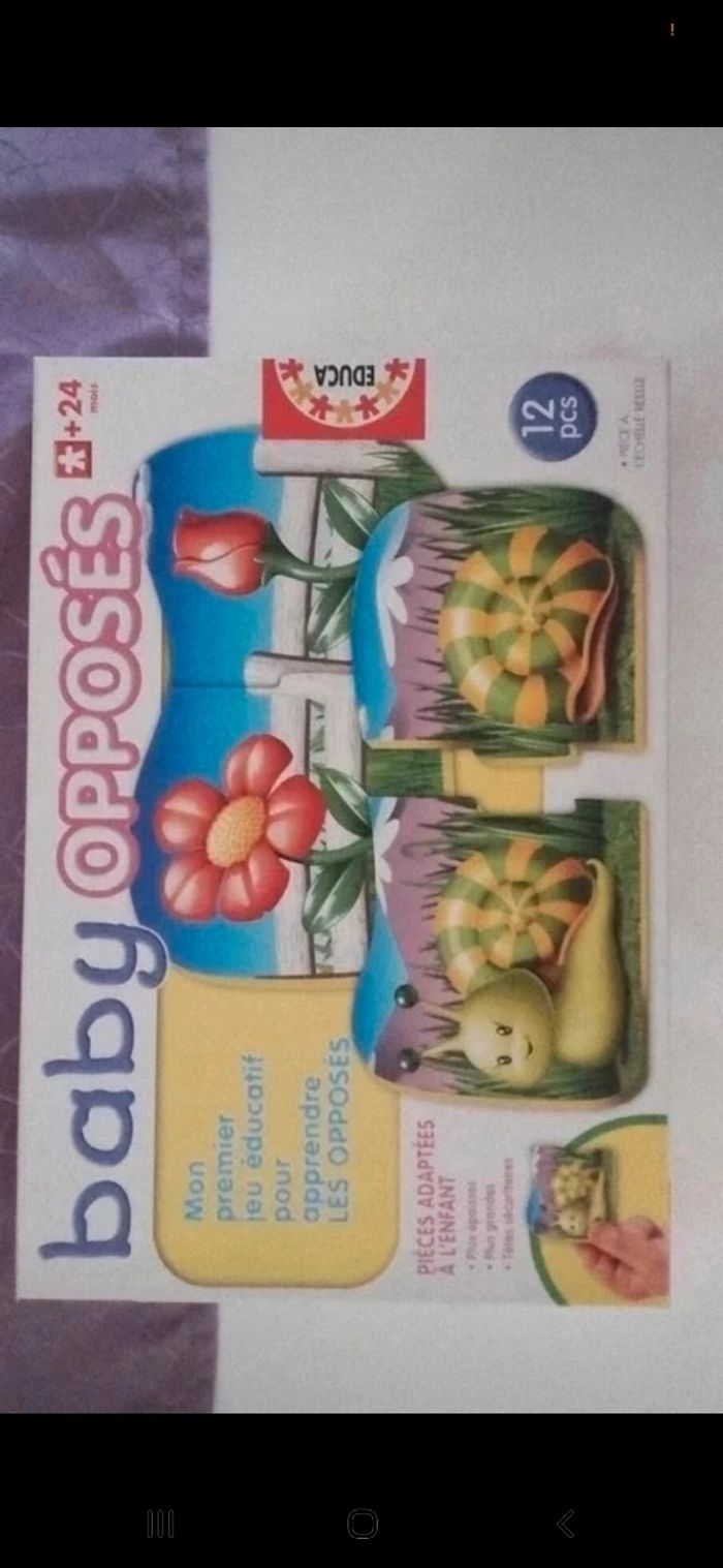 Baby opposés jeu educatif
