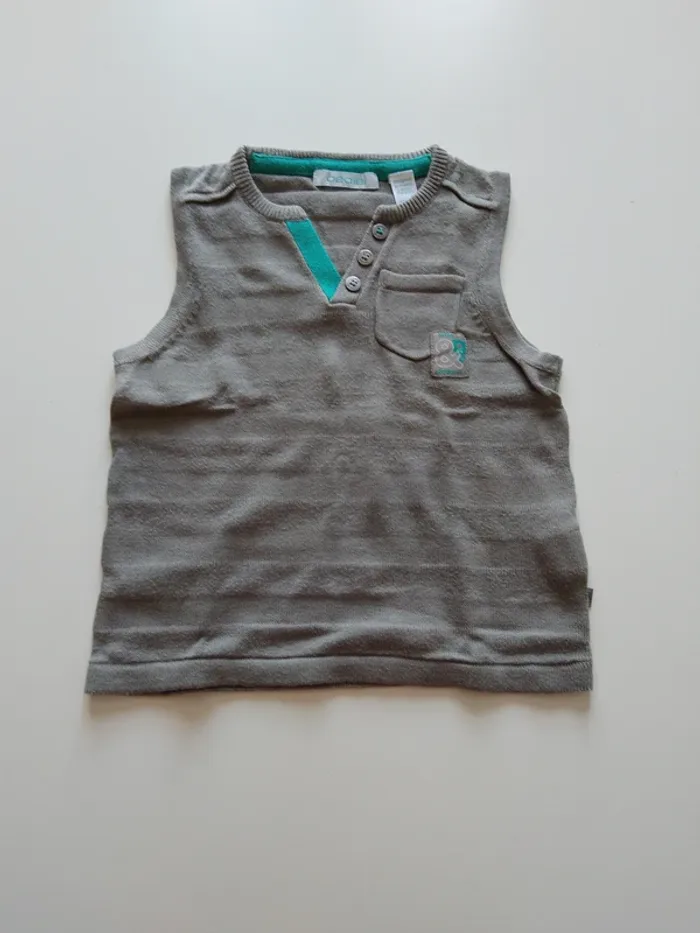 gilet sans manches gris kaki okaidi garcon 12 mois