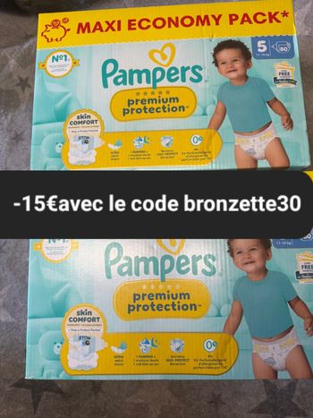 Deux cartons couche Pampers économique taille 5 preuim
