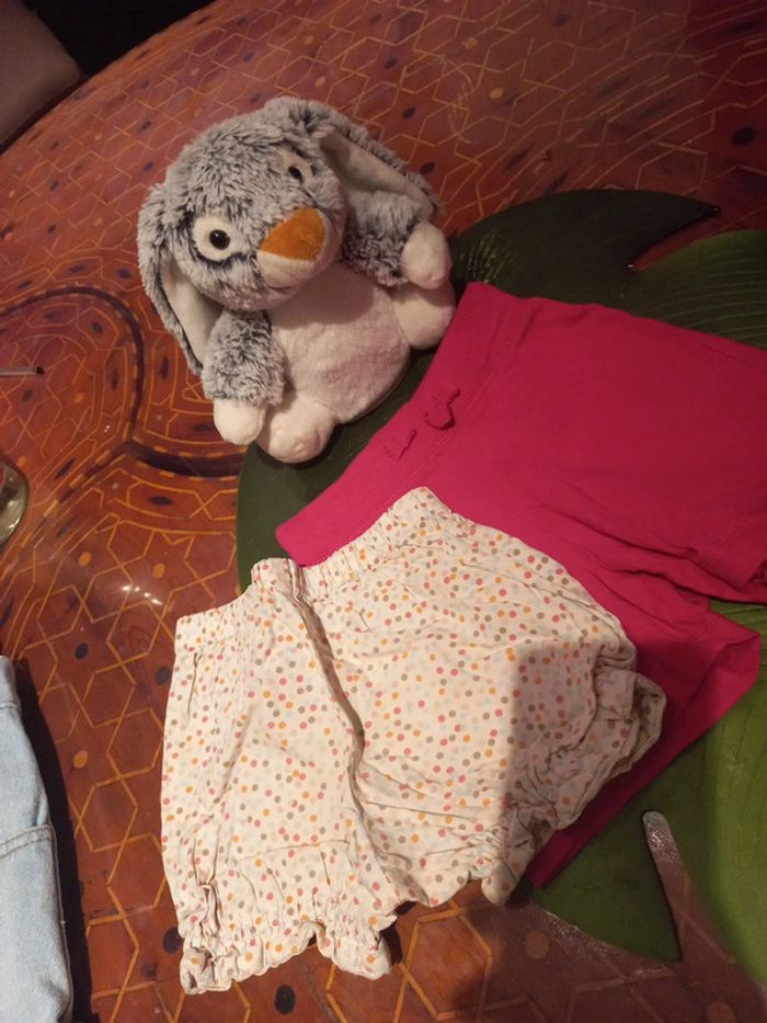 Lot 2 shorts coton 9 a 12 mois