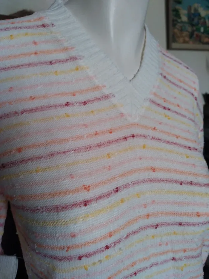Pull vintage leger retro fin printemps été rayures stripes - photo numéro 3
