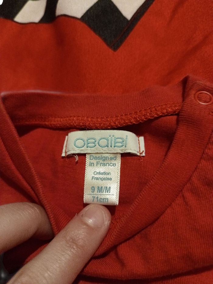 Tee-shirt 9 mois obaibi rouge - photo numéro 2
