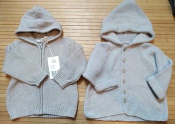 Lot 2 veste gilet laine coton bio 12 mois
