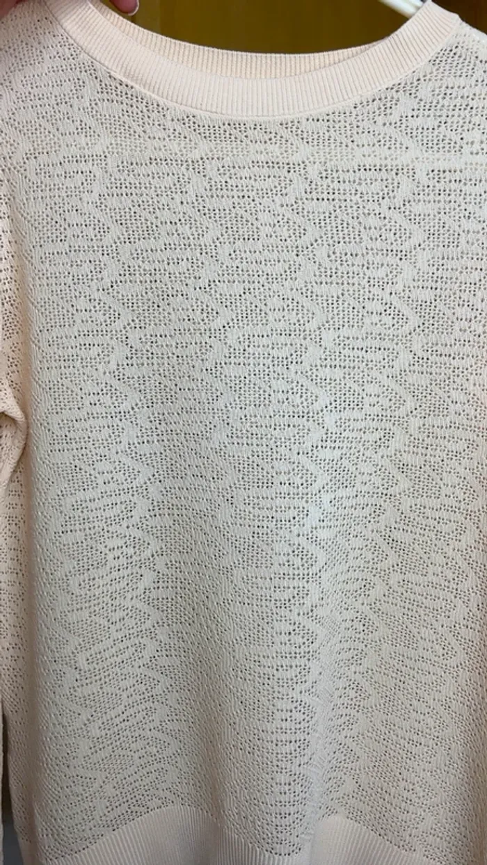 Pull fin Zara beige clair en maille pointelle – Taille S - photo numéro 3