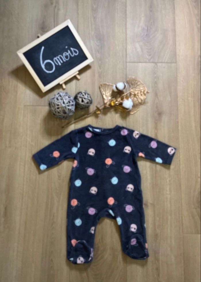 🩷 Pyjama velours Tex bébé – Animaux colorés
