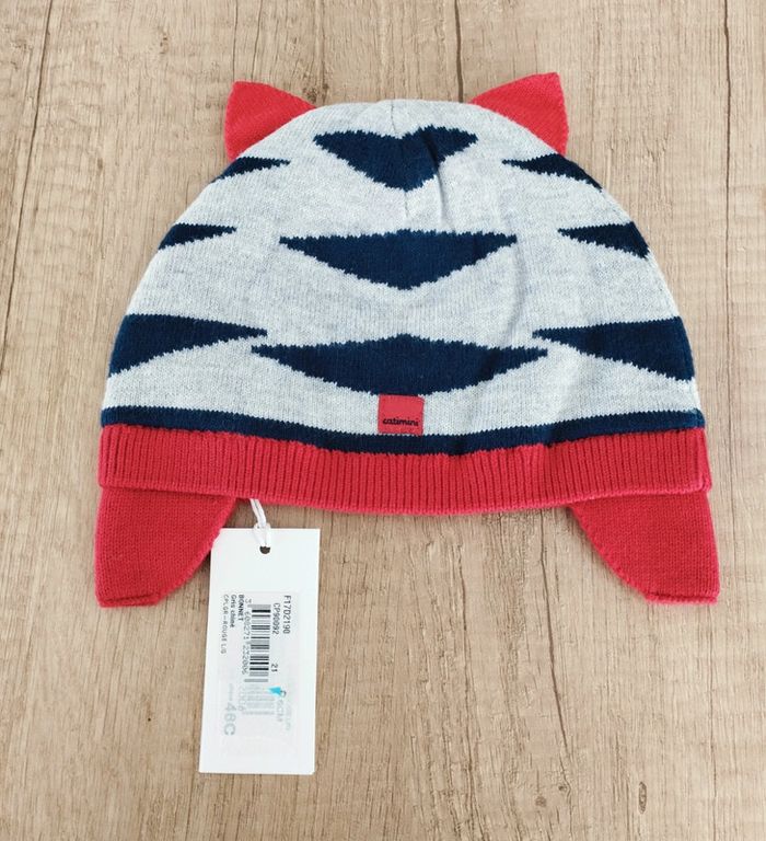Bonnet garçon doublé rouge gris et bleu marine taille 46 Catimini - photo numéro 2