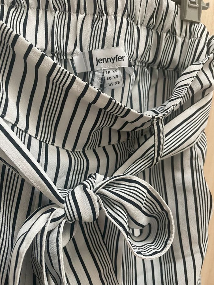 Pantalon fluide large à rayures avec ceinture nouée – Taille haute XS - photo numéro 12