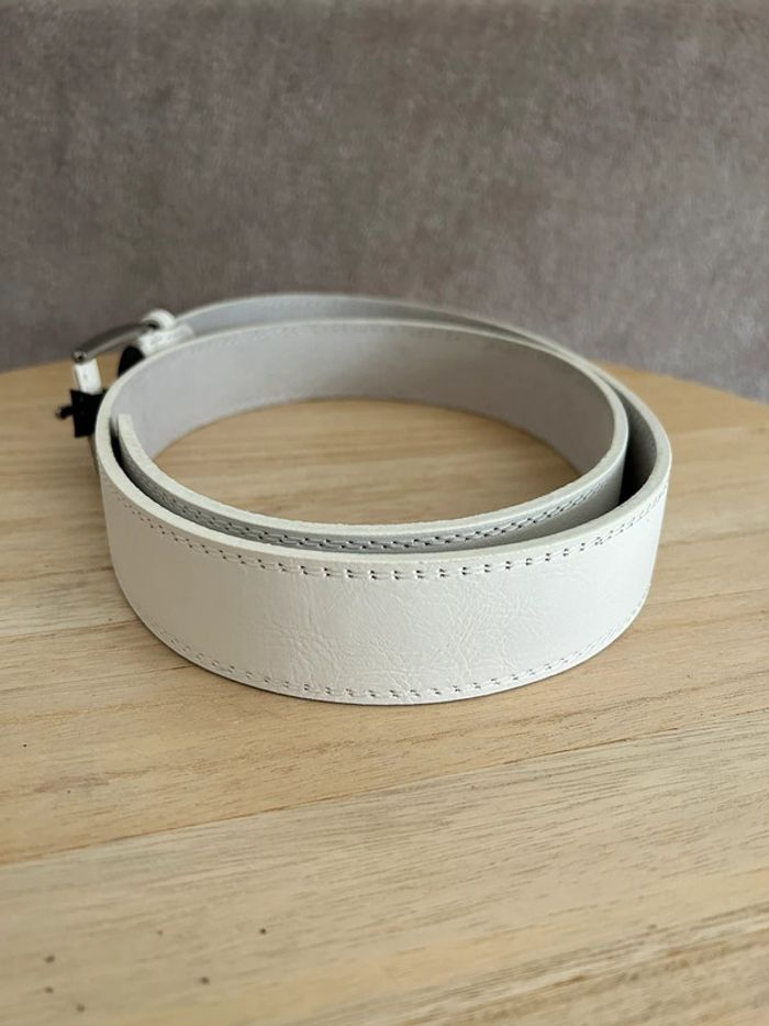 Ceinture en cuir blanc taille 115 cm - photo numéro 2