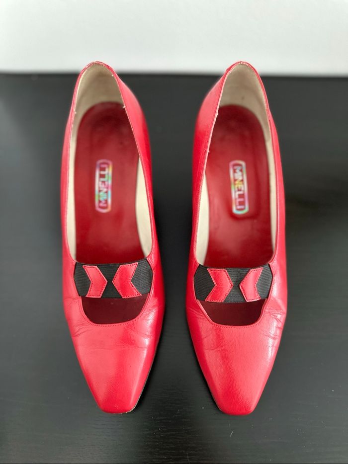 Escarpins rouge en cuir véritable Minelli Vintage T40 - photo numéro 2