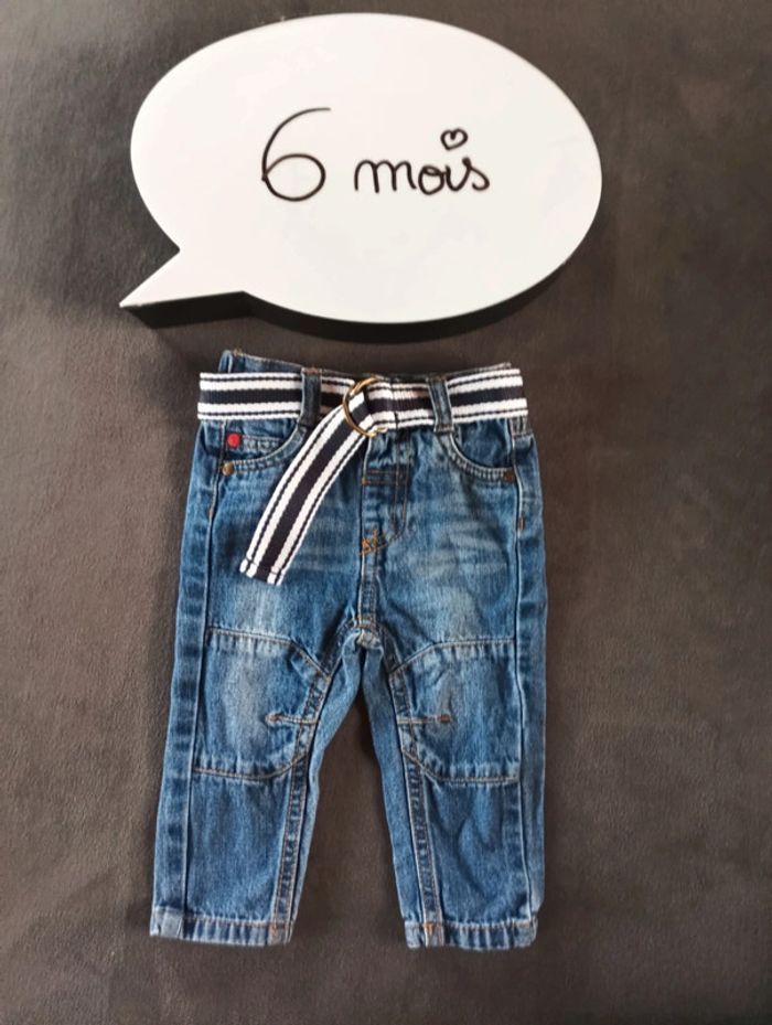 Pantalon jeans avec ceinture Garçon 6 mois 100% coton