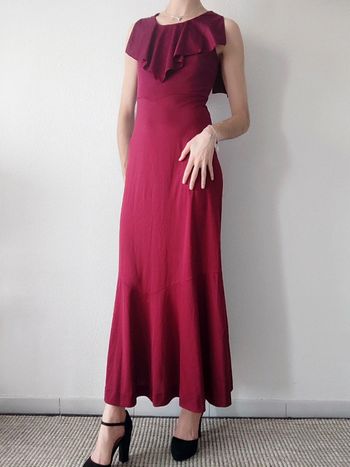 Robe volant longue cérémonie bordeaux vintage - 38/M