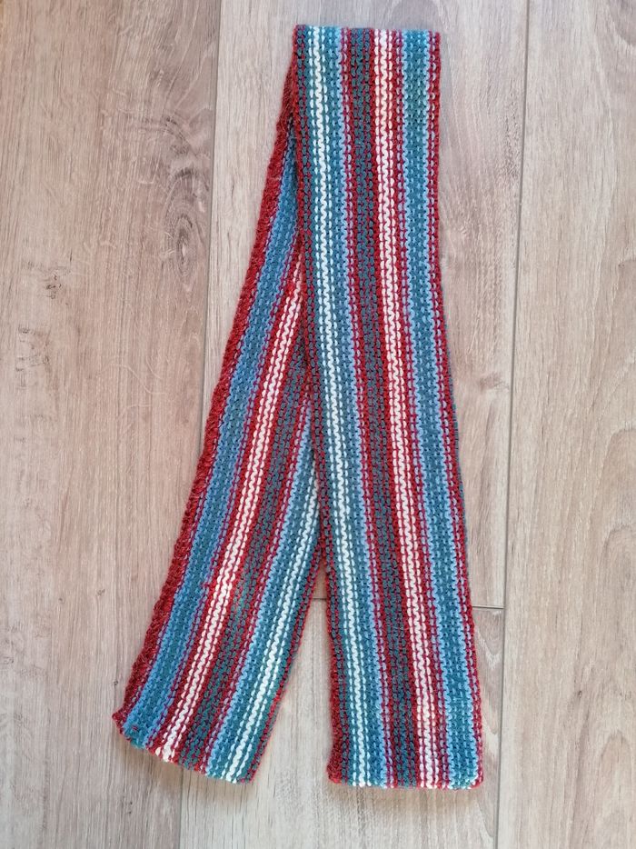 Ensemble poncho écru + écharpe rayée mixte 3 mois - photo numéro 3