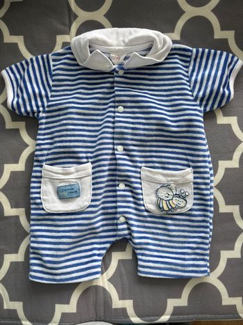 Combishort bébé éponge rayé abeille 6 mois