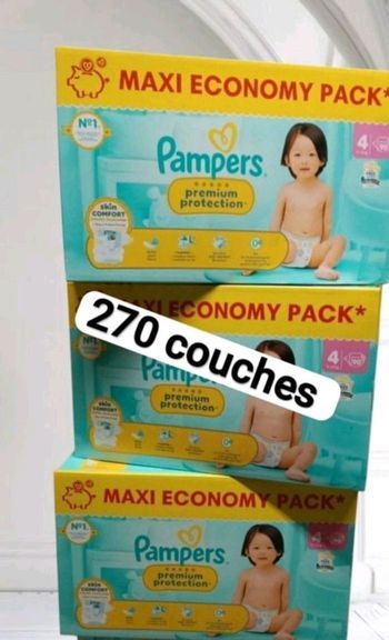 270 couches Pampers taille 4 premium protection lot de 3 cartons 
