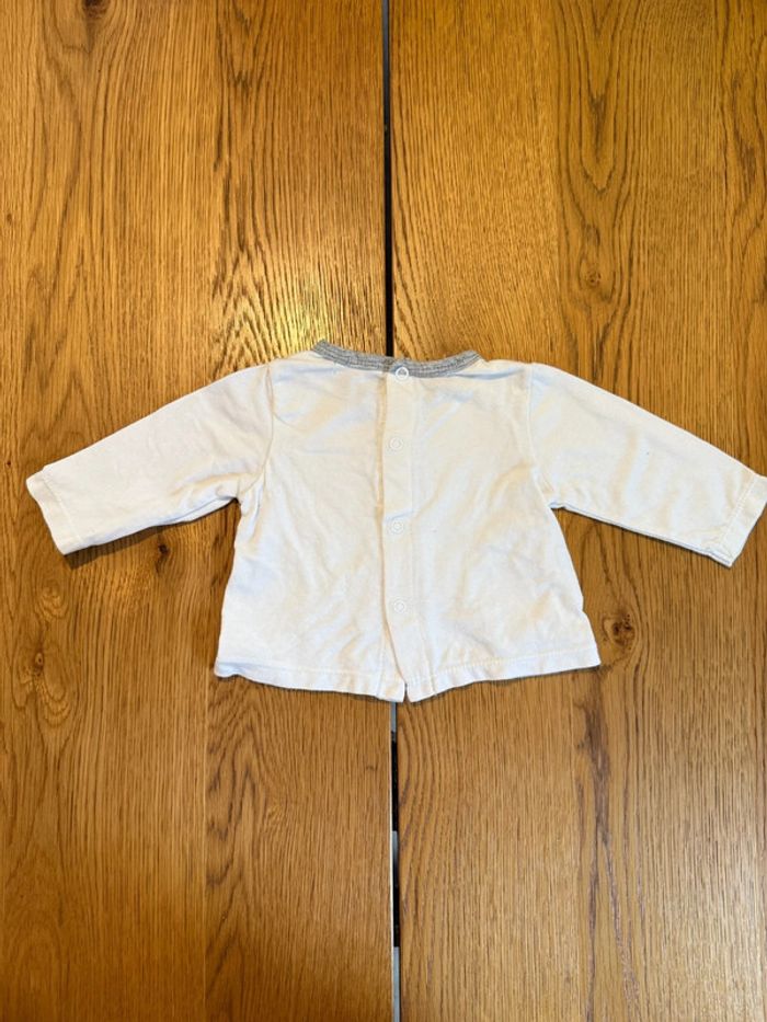 Haut bébé manches longues Prénaman 1 mois – Blanc très bon état - photo numéro 2