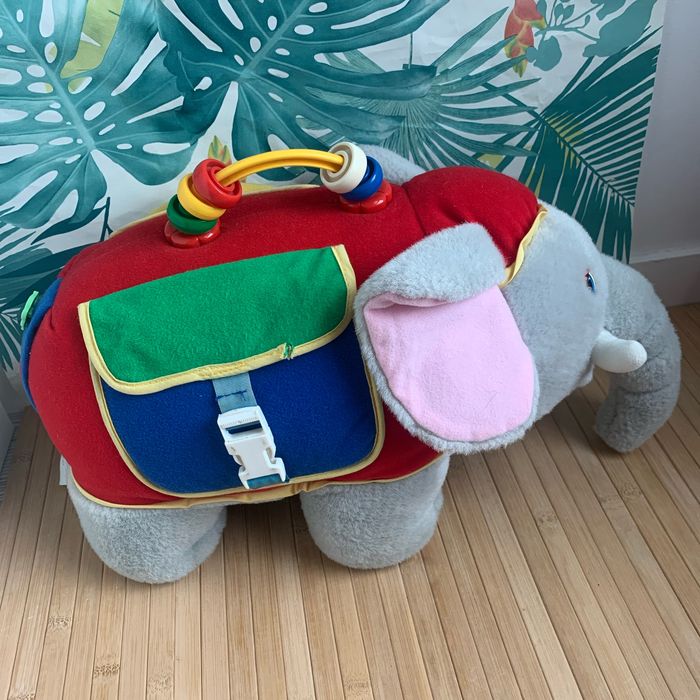 Grande peluche d activités éléphant vintage - photo numéro 3