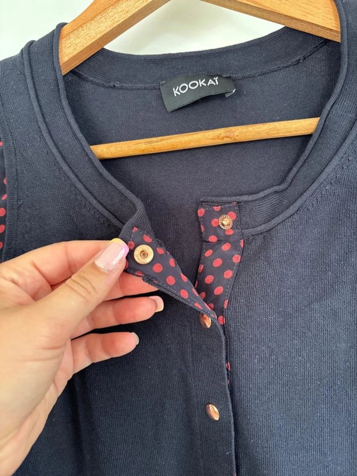 Pull noir très léger à pois rouges Kookai taille XS/34 - photo numéro 4