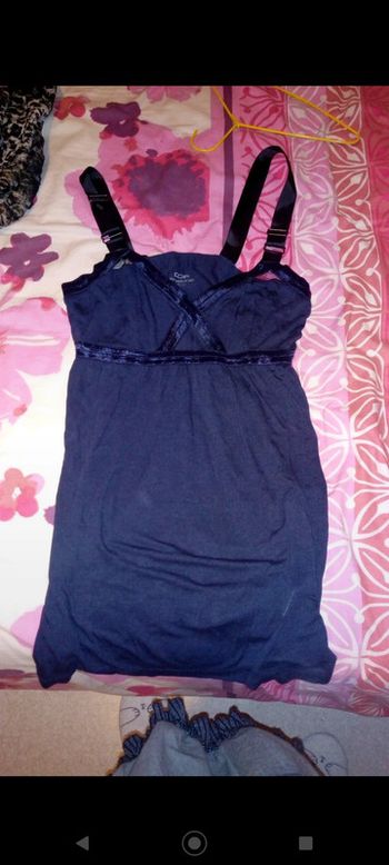 Débardeur bleu nuit  sexy effet lingerie DDP