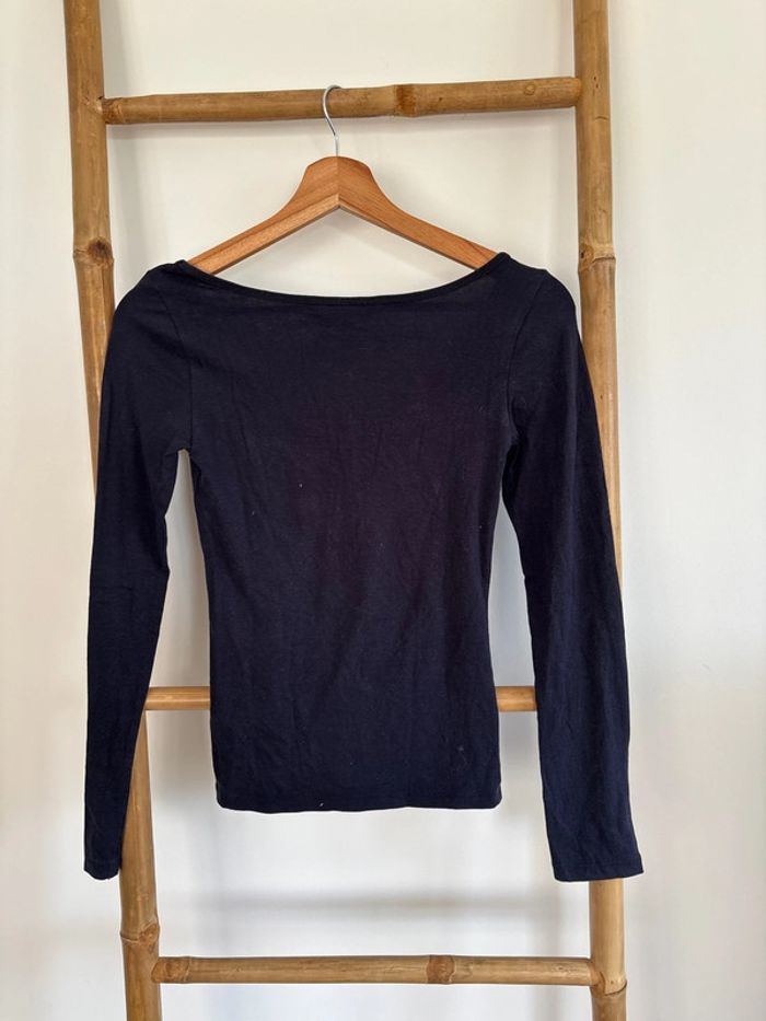 Sous pull t-shirt manches longues bleu marine H&M taille XS - photo numéro 4