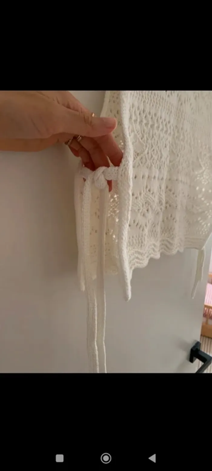 Débardeur en crochet blanc zara neuf sans étiquette M - photo numéro 4